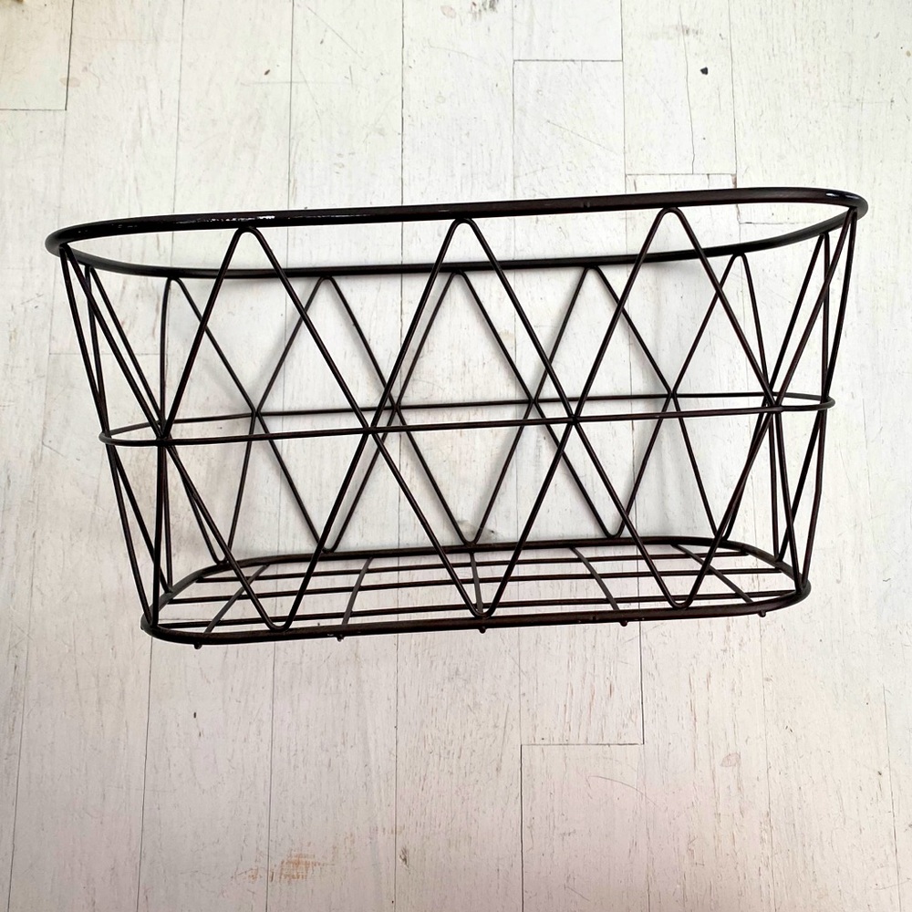 Vintage black wire basket